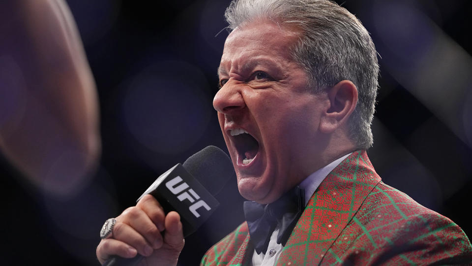 Bruce Buffer is back in the ring after recovering from the coronavirus. (Photo by Cooper Neill/Zuffa LLC)