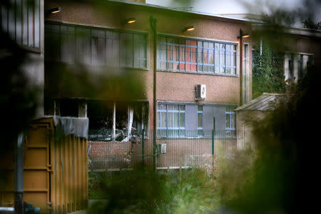 A view shows a partially destroyed part of the Belgium's National Institute of Criminology after arsonists set fire to it in Brussels, Belgium August 29, 2016. REUTERS/Eric Vidal