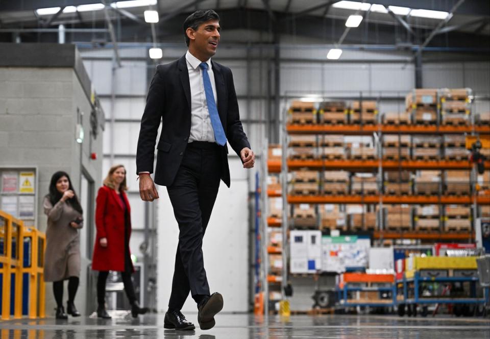 Prime Minister Rishi Sunak arriving to give media interviews at the end of his visit to Siemens Mobility factory in Goole, Yorkshire. (Paul Ellis/PA Wire)