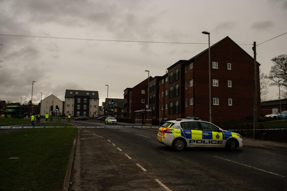 The road has been closed near the bus shelter (Picture: SWNS)