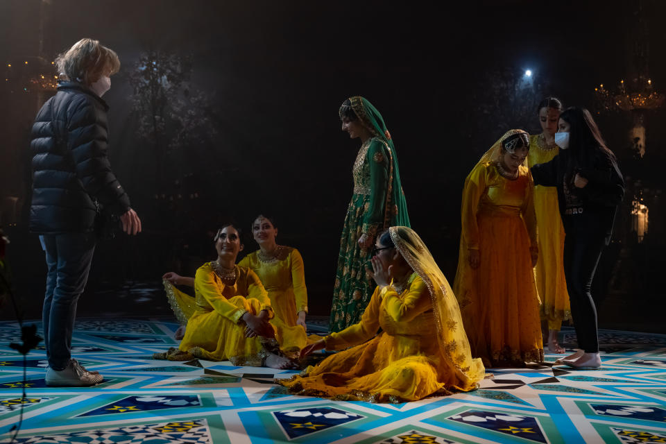 Priya Kansara and ensemble dancers on the set of “Polite Society” - Credit: Parisa Taghizadeh
