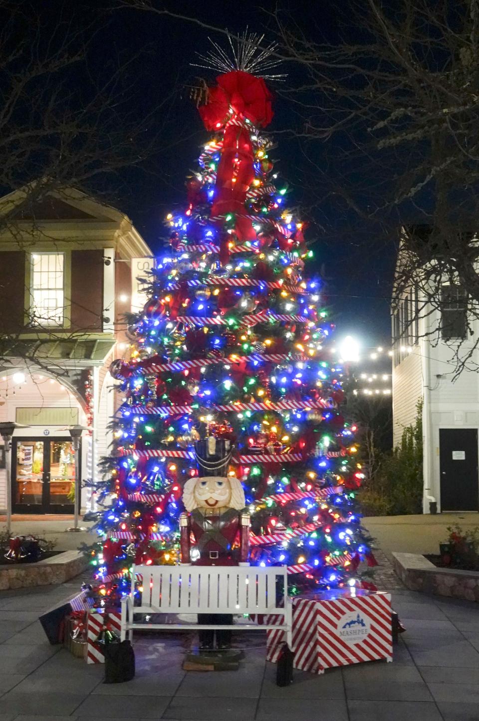 The Christmas tree at Mashpee Commons for December 2023.