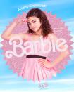 <p>Even though she's playing a human, Ariana Greenblatt dons her best Barbie pink dress in her poster. </p>