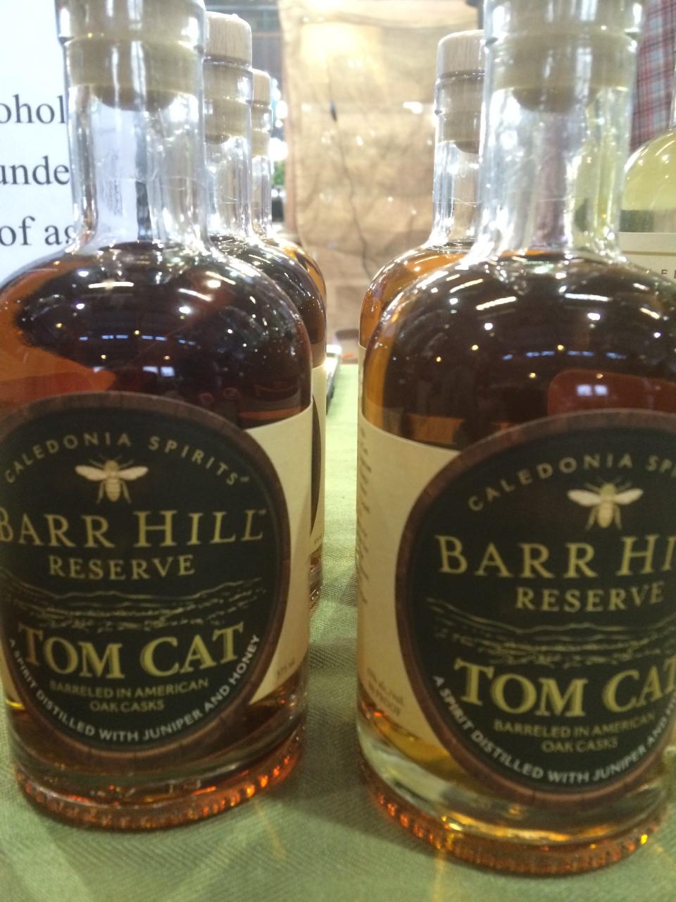 Tom Cat gin made by Caledonia Spirits is Barr Hill gin aged in a barrel.