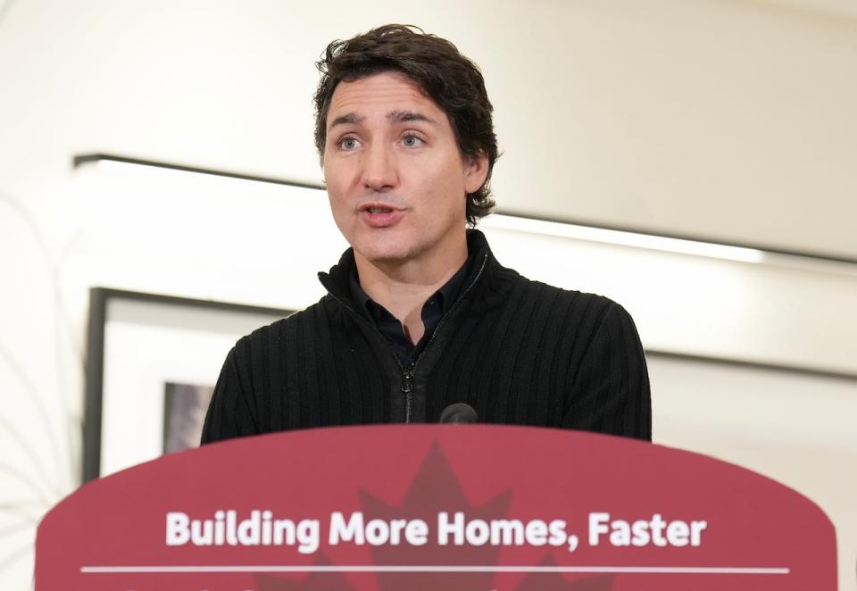 Canadian Prime Minister Justin Trudeau makes an announcement regarding new housing in Brampton, Ont., Friday, Oct. 20, 2023. THE CANADIAN PRESS/Nathan Denette