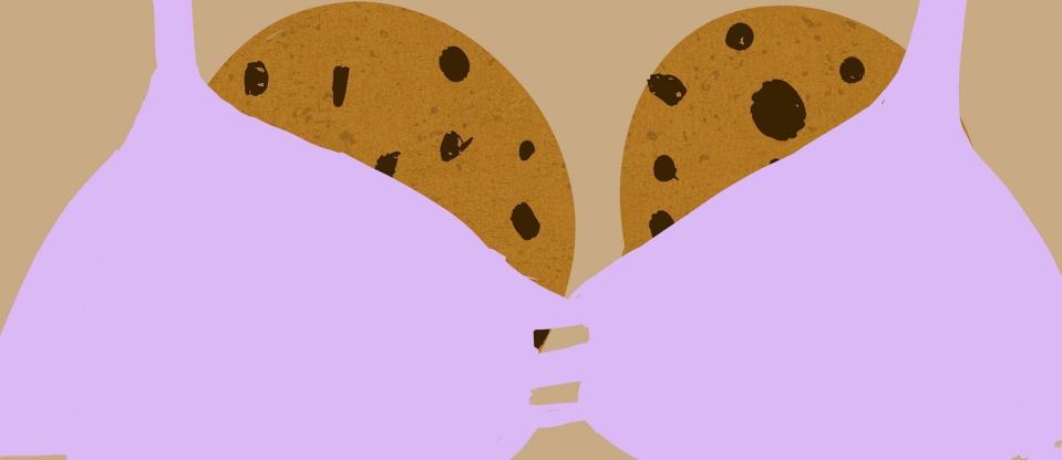 Cookies behind a bra.
