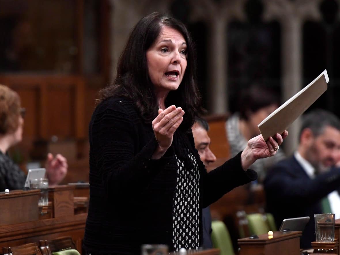 Conservative MP Cathay Wagantall asks a question in the House of Commons in Ottawa on Friday, May 4, 2018. Wagantall was removed from Parliament Hill because she has not provided proof of COVID-19 vaccination. (Justin Tang/The Canadian Press - image credit)