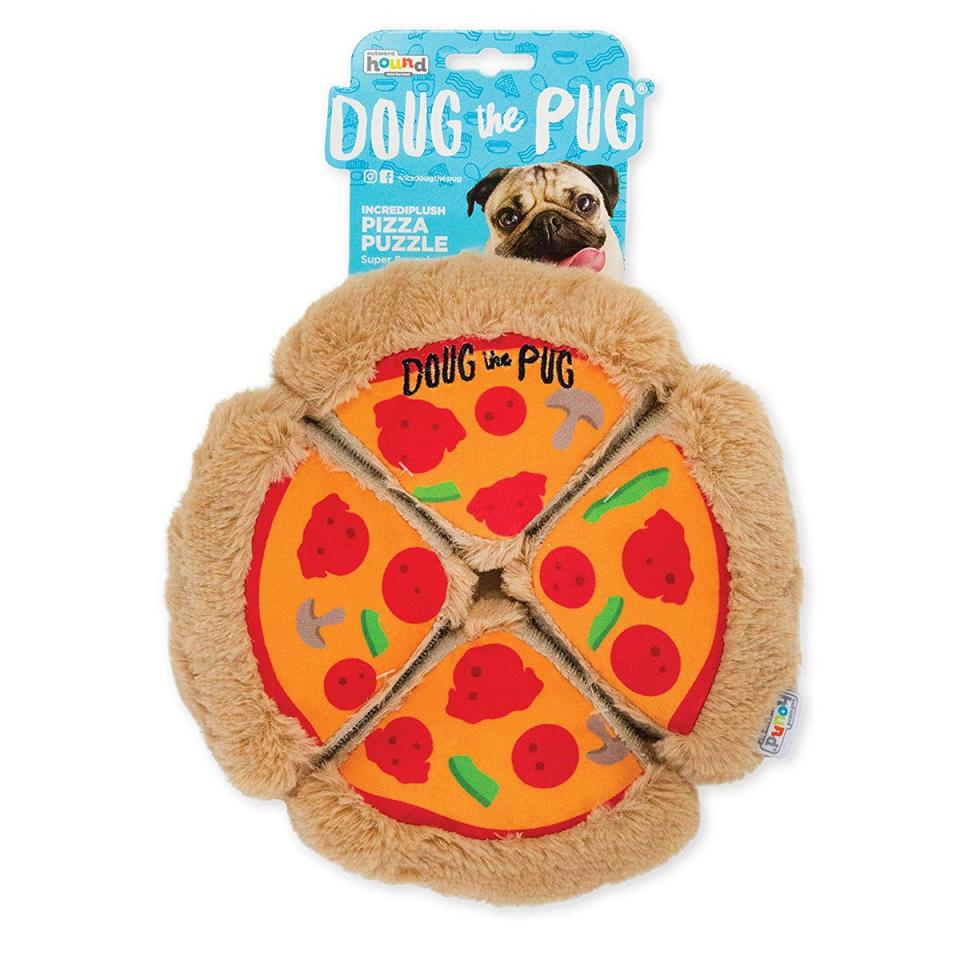 Outward Hound Doug the Pug Incrediplush Pizza Squeaky Toy