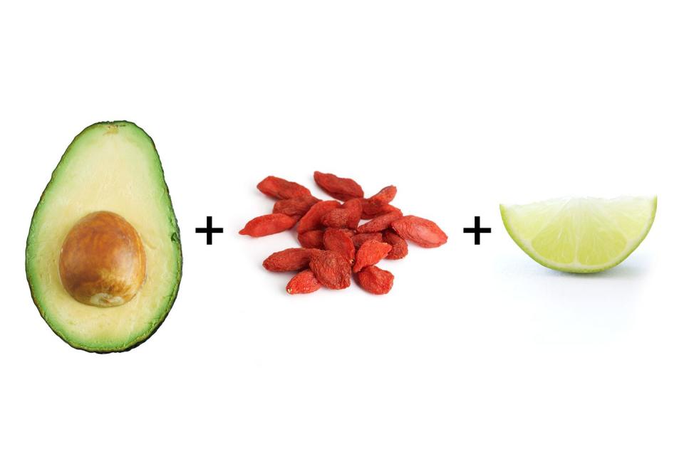 Avocado with lime juice and goji berries