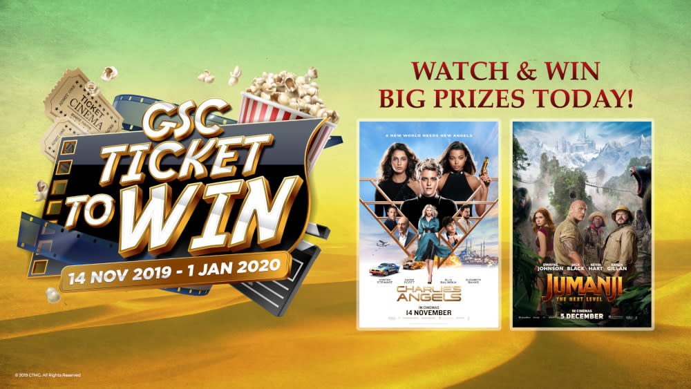 Watch ‘Charlie’s Angels’ or ‘Jumanji: The Next Level’ at GSC Cinemas to stand a chance to win a round trip for two to Dubai. — Picture courtesy of GSC Cinemas