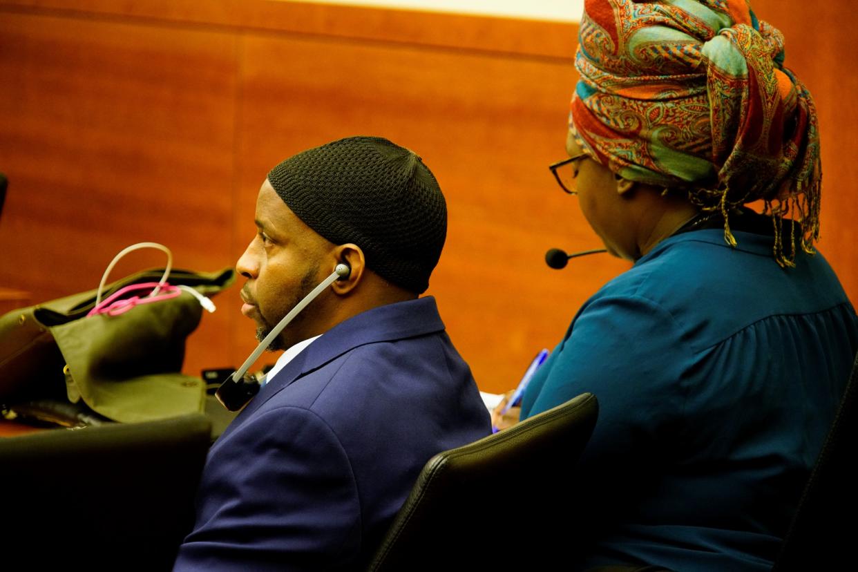 Mamadou Diallo, 43, of Madison Township, listens during his murder trial, which began July 12 in Franklin County Common Pleas Court in Columbus. Diallo faces charges of murder, aggravated arson, tampering with evidence and gross abuse of a corpse in the Sept. 30, 2021, death of his wife, Fatoumata Diallo, 32. Originally from Guinea, Diallo appeared in court with an interpreter who speaks Fulani, an African language.