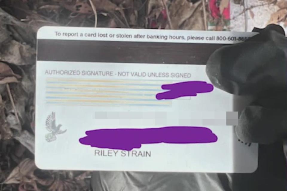 Riley Strain’s debit card was found by two TikTokkers on Sunday (Supplied)