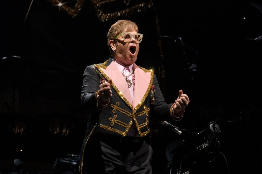 NEW YORK, NY - OCTOBER 18: Elton John performs during his 'Farewell Yellow Brick Road' tour at Madison Square Garden on October 18, 2018 in New York City. (Photo by Michael Loccisano/Getty Images)