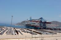 Car industry terminal is pictured at Tanger-Med port in Ksar Sghir near the coastal city of Tangier