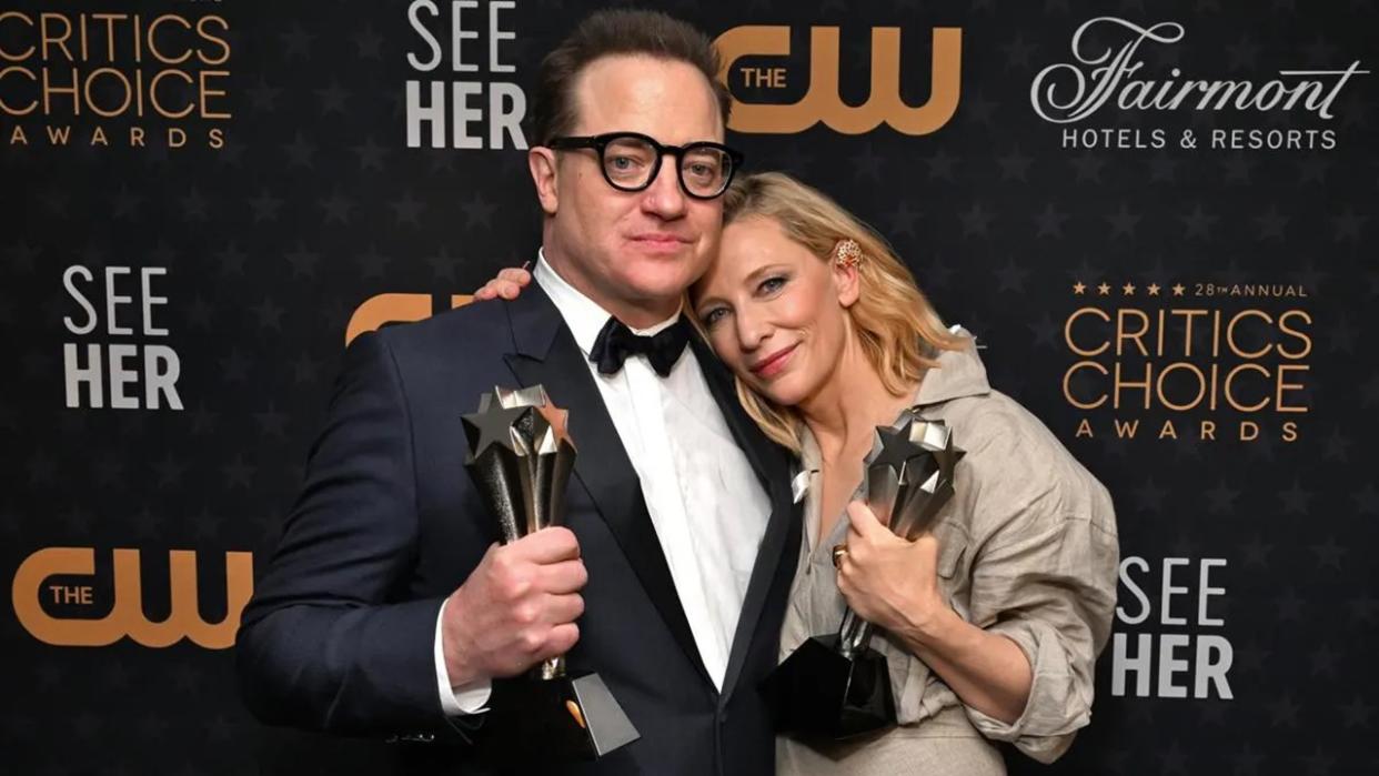  How to watch the Critics Choice Awards 2024. Pictured: Brendan Fraser and Cate Blanchett at the 2023 Critics Choice Awards. 