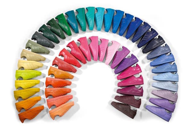 <p>You know that dilemma when they have that sneaker style you want but not in the shade you wanted. Well, Pharrell and Adidas made that a thing of the past by bringing out fifty, yes fifty colourways in their Originals Supercolour Superstar Collection and we were all very grateful. [Photo: Adidas] </p>