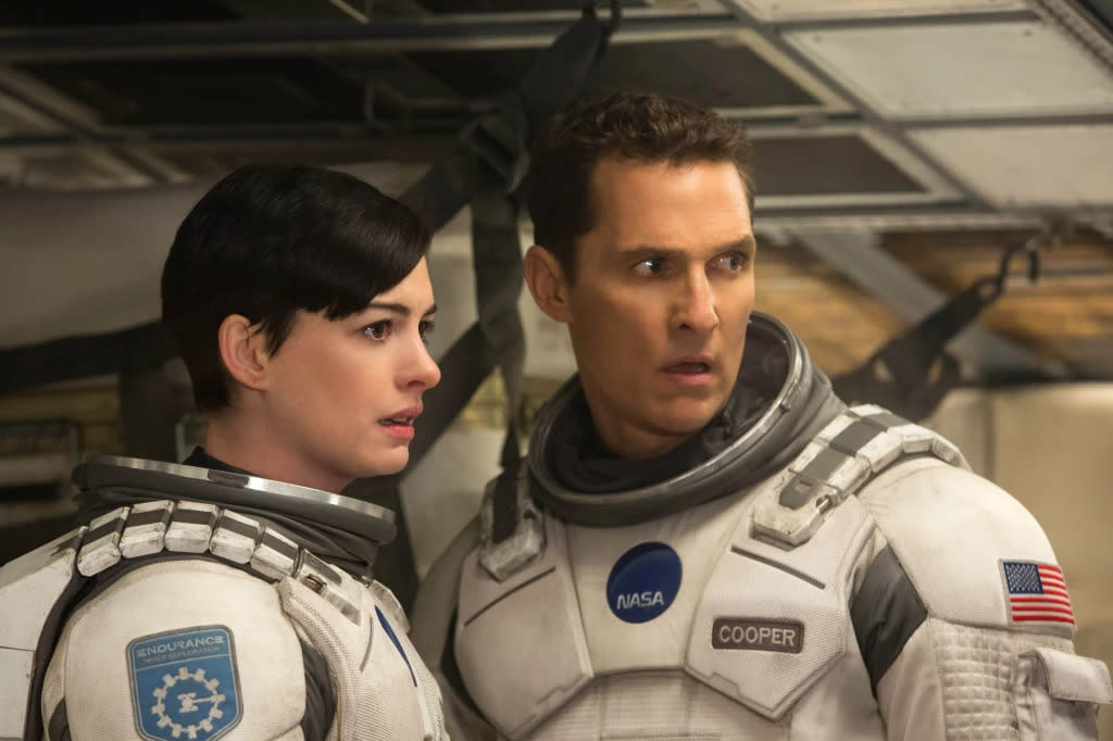 Left to right: Matthew McConaughey and Anne Hathaway in INTERSTELLAR, from Paramount Pictures and Warner Brothers Pictures, in association with Legendary Pictures.