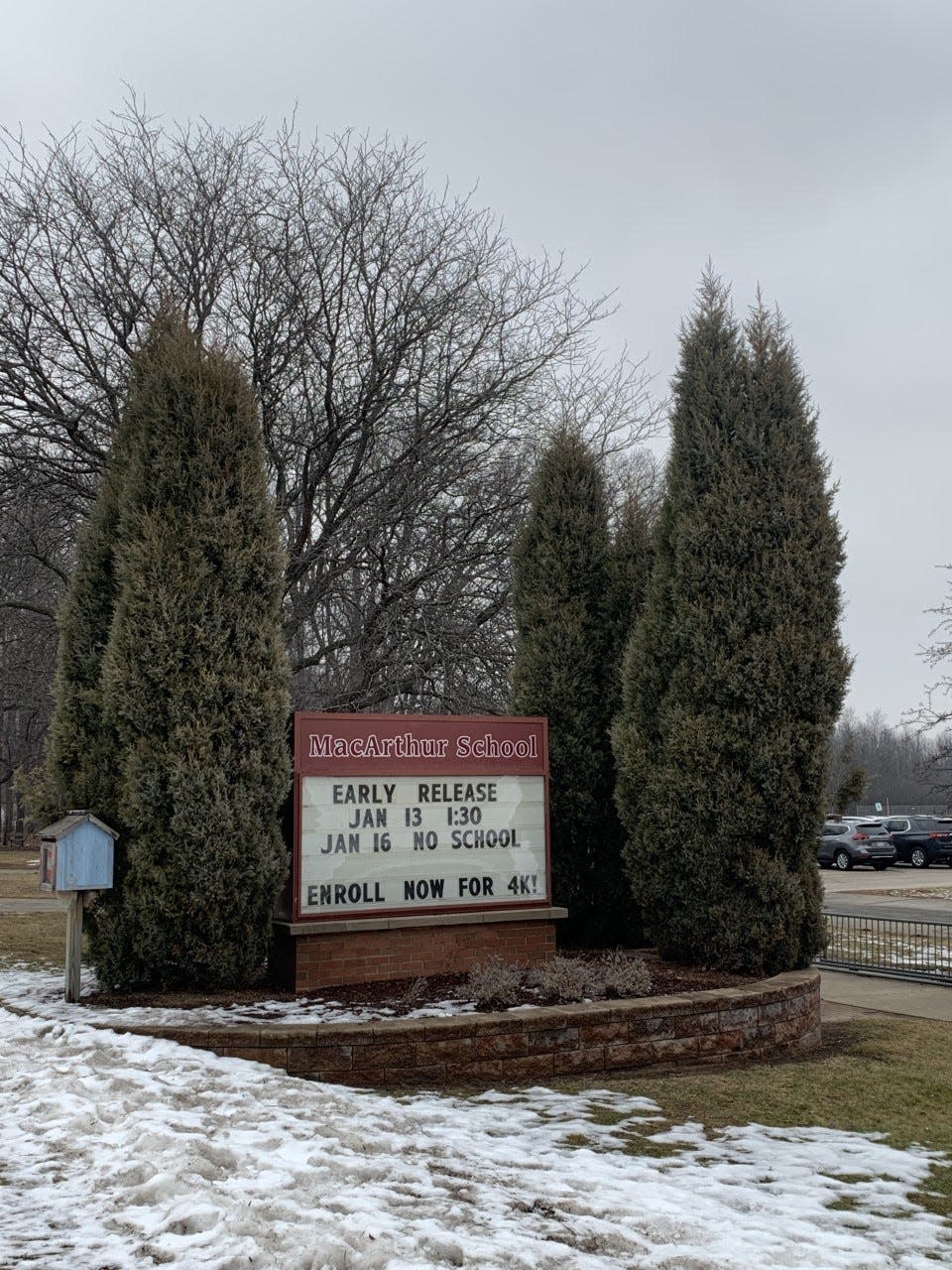 A sign outside MacArthur Elementary School in Green Bay.