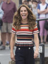 Kate arrives in Cowes <a href="https://uk.style.yahoo.com/kate-middleton-sandro-top-kings-cup-115100067.html" data-ylk="slk:wearing a Sandro striped top;elm:context_link;itc:0;sec:content-canvas;outcm:mb_qualified_link;_E:mb_qualified_link;ct:story;" class="link  yahoo-link">wearing a Sandro striped top</a> and LK Bennett trousers. <em>[Photo: Getty]</em>