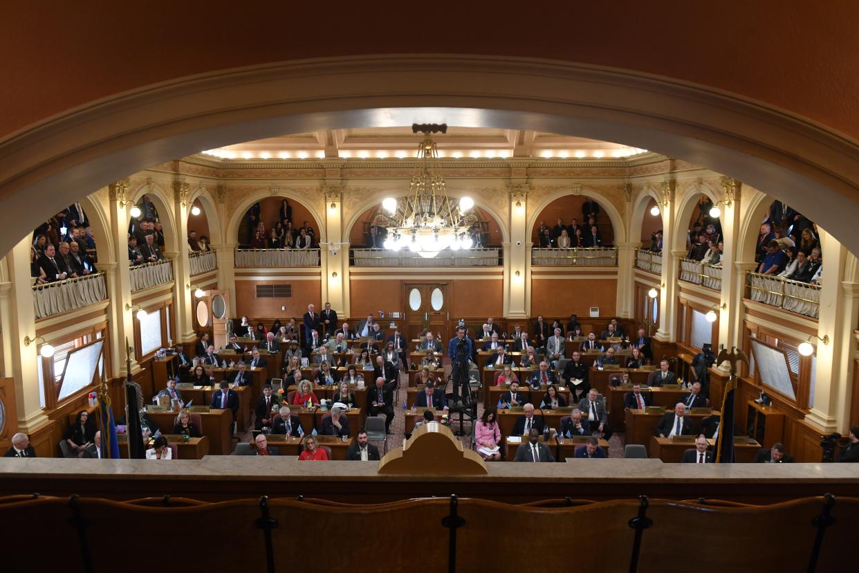 House Representatives listen to Gov. Kristi Noem deliver the state of the state address on Tuesday, Jan. 9, 2024 at South Dakota State Capitol in Pierre.