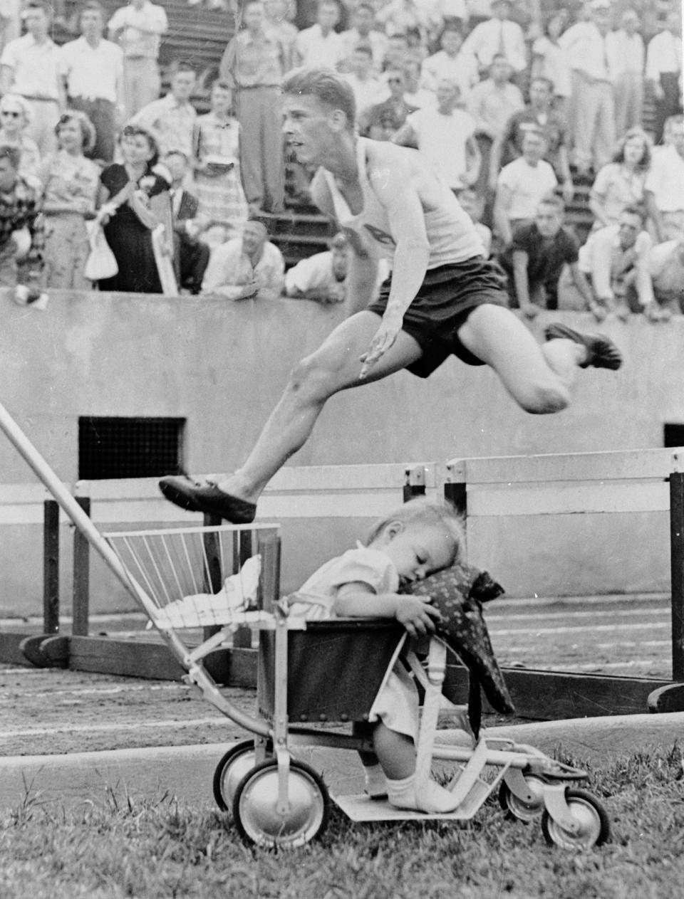 Runner Appears to Jump over Sleeping Baby