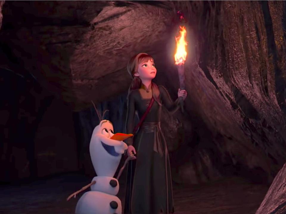 Anna and Olaf in cave Frozen 2 Disney