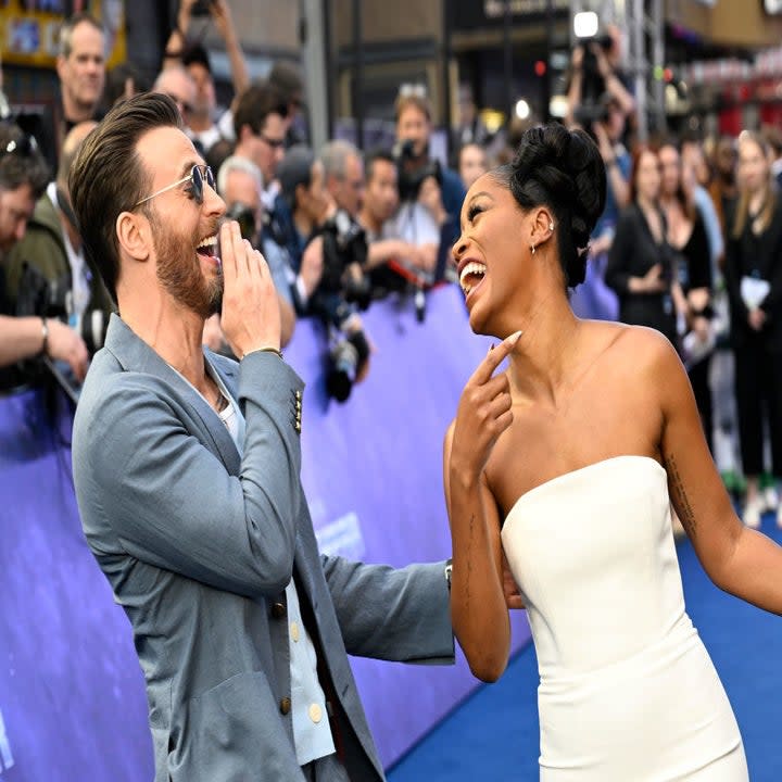 Chris Evans and Keke Palmer laughing