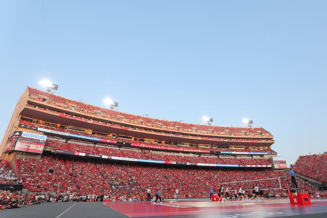 <p>C. Morgan Engel/NCAA Photos via Getty</p> Huge crowds took in the spectacle in Lincoln, Nebraska