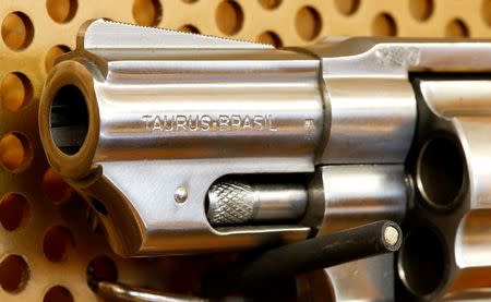 The muzzle of a Brazilian Taurus revolver is seen at Wyss Waffen gun shop in the town of Burgdorf, Switzerland August 10, 2016. REUTERS/Arnd Wiegmann