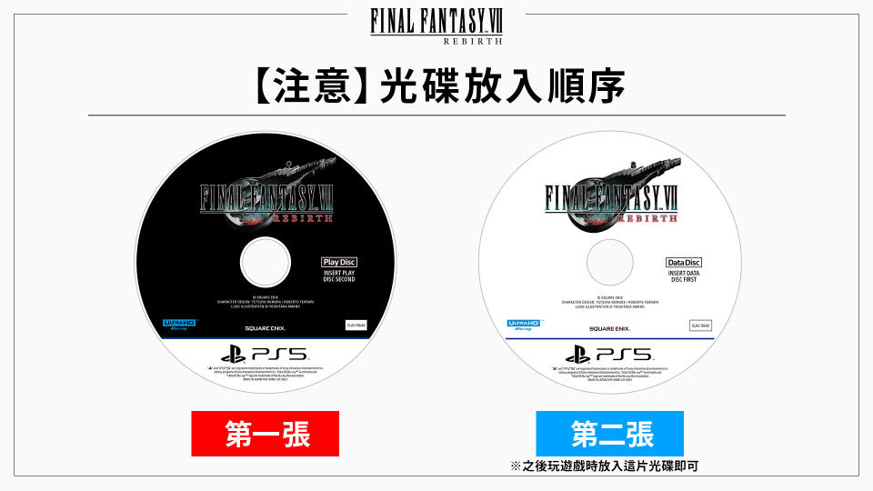 《Final Fantasy VII Rebirth》發售大烏龍，遊玩光碟和數據安裝碟的標示印反了