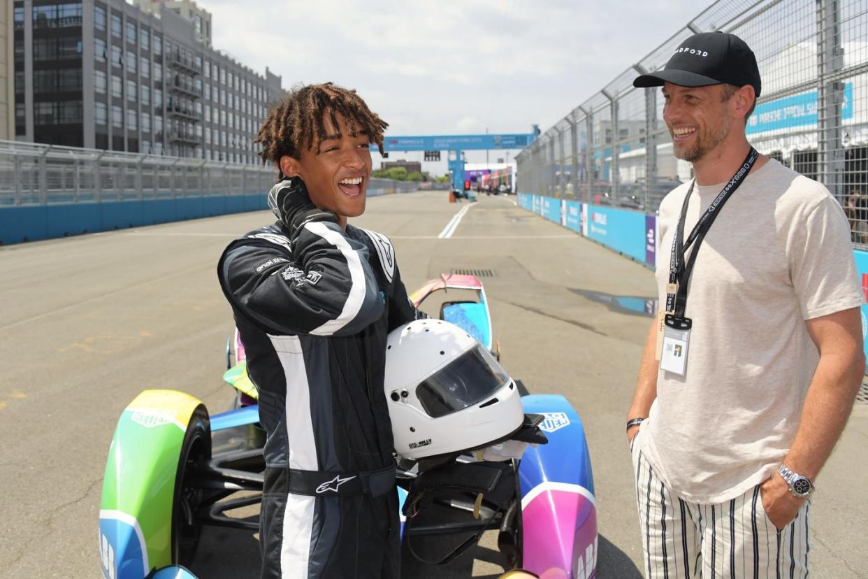 new york, new york july 17 jaden smith and jenson button attend the abb fia formula e new york city e prix on july 17, 2022 in new york city photo by david m benettdave benettgetty images for formula e