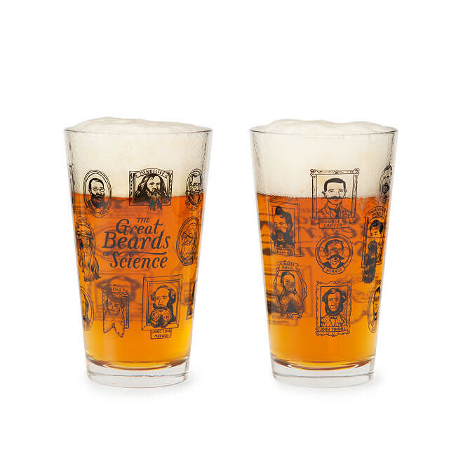 If he has a truly great beard, you can toast to that with this pint glass. It features the famous faces of Charles Darwin and Albert Einstein, important scientists who <i>also</i> had amazing beards. <a href="https://fave.co/36Z2aIX" target="_blank" rel="noopener noreferrer">Find it for $18 at Uncommon Goods</a>.