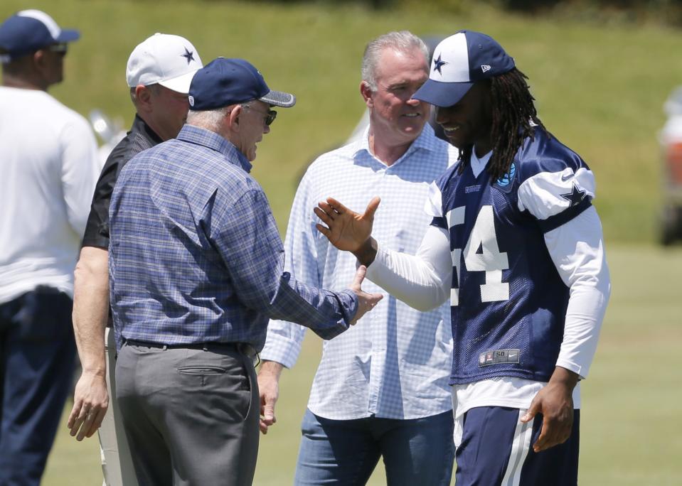 Dallas Cowboys linebacker Jaylon Smith is making encouraging progress from a devastating knee injury but still might not be ready. (AP)