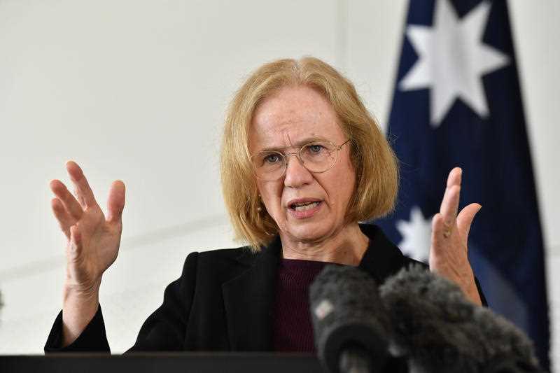 Queensland Chief Health Officer Dr Jeannette Young addresses the media during a press conference in Brisbane.