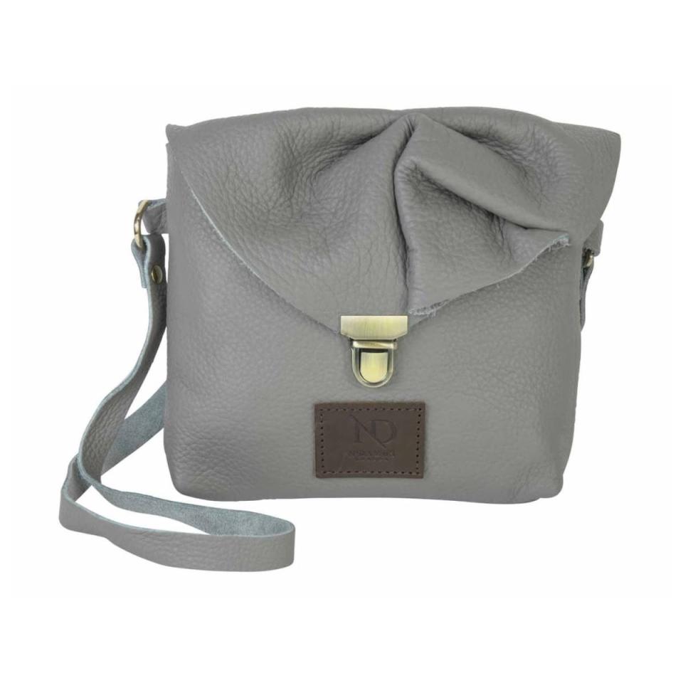 37) Emily Rose Mini Grey Leather Crossbody Bag