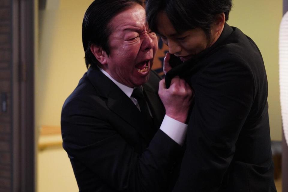 古田新太（左）與松坂桃李在社會寫實片《空白》中有精彩對手戲。（台北電影節提供）