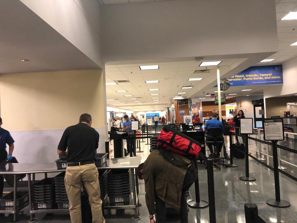 The security non-line at Stewart Airport outside of New York City.