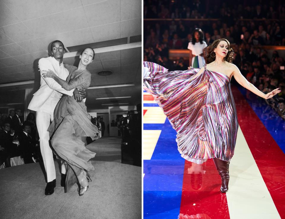 Dancing down the runway with Sterling St. Jacques, 1977; Tommy Hilfiger Spring 2019