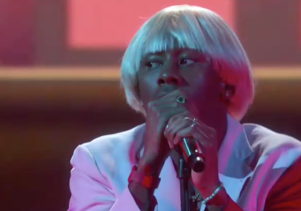 Tyler, the Creator performs at the Grammys: CBS/screengrab