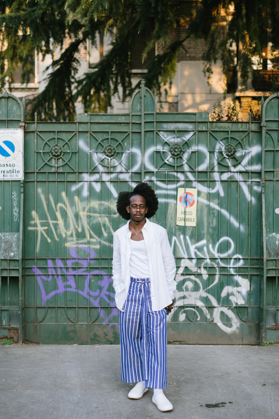 Street style at Milan Men’s Fashion Week spring ’23. - Credit: Vanni Bassetti for WWD