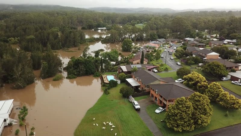 A general view shows flooding in Tinonee