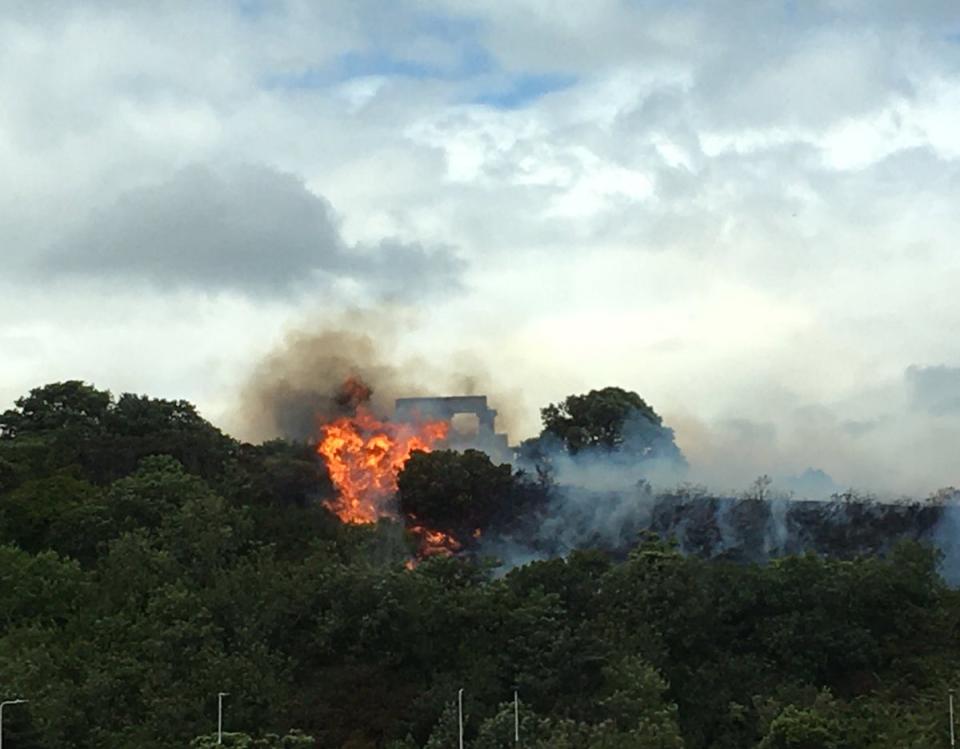 The wildfire at Edinburgh city centre landmark Calton Hill (Jamie McCormick/PA) (PA Media)