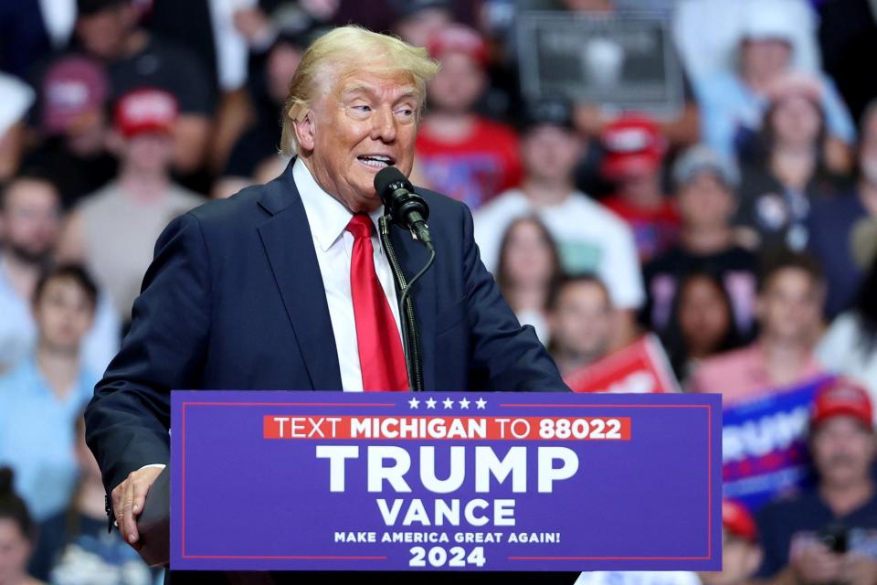 Republican presidential nominee and former U.S. President Donald Trump holds a campaign rally for the first time with his running mate, Republican vice presidential nominee U.S. Senator J.D. Vance (R-OH) in Grand Rapids, Michigan, U.S. July 20, 2024 (REUTERS)