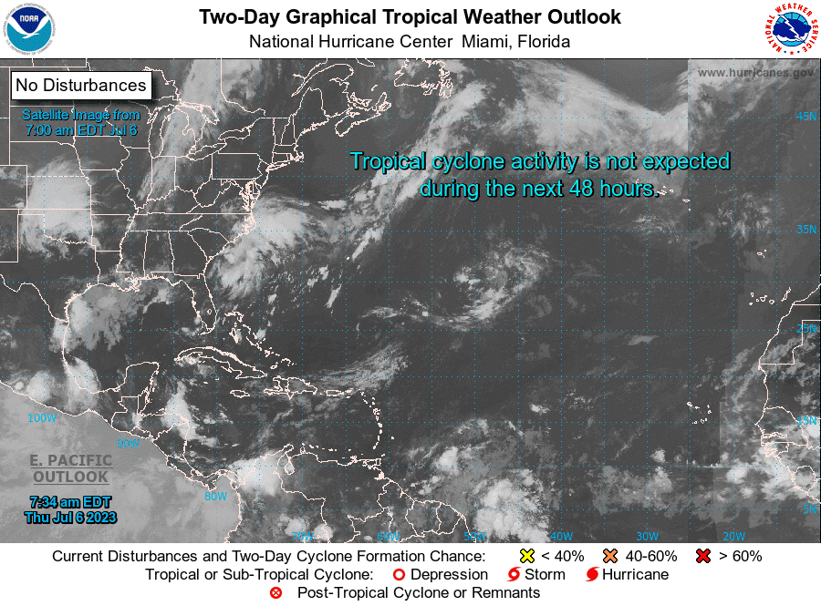 Tropical conditions 8 a.m. July 6, 2023.