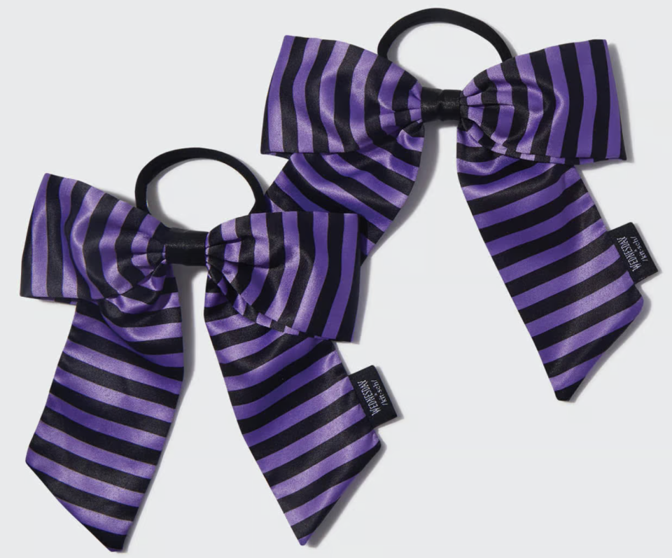 purple and black hair bow ties