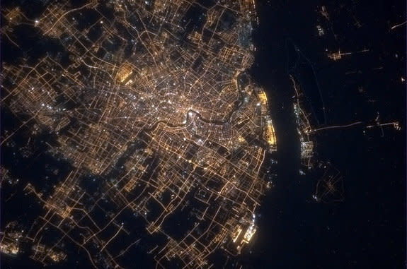 The dazzling lights of Shanghai, China, shine in this amazing view from the International Space Station by Canadian astronaut Chris Hadfield, who shared the image on Feb. 9, 2013, to mark Chinese New Year on Feb. 10.