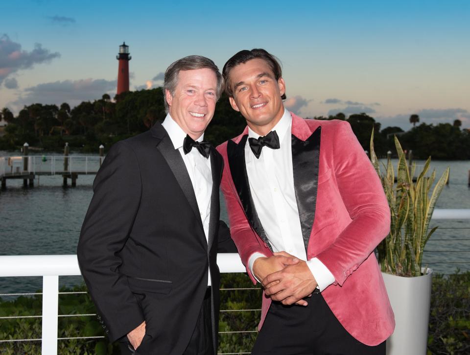 Tyler Cameron (right) and Michael Lessing, president of New York-based Lessing's Hospitality Group, which operates the 22,000-square-foot venue Pelican Club in Jupiter.