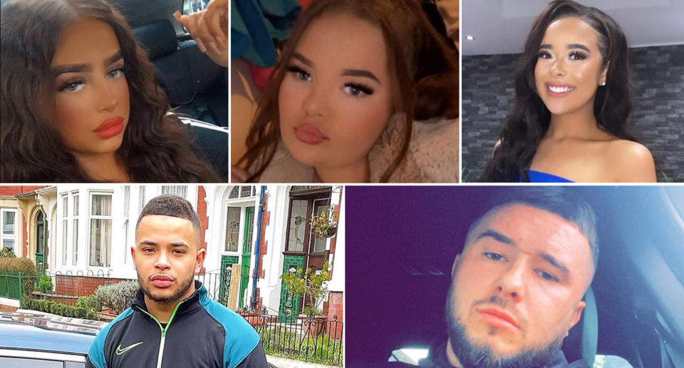 Cardiff crash victims (clockwise from top left): Darcy Ross, Sophie Russon, Eve Smith, Shane Loughlin and Rafel Jeanne. (Wales News)