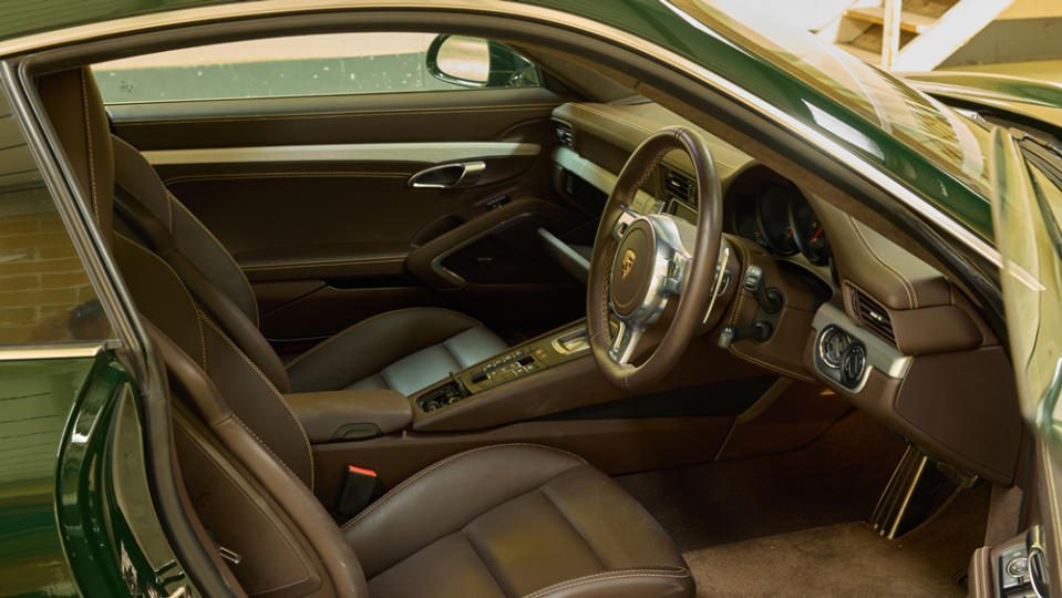 The interior of a 2012 Porsche 911 Club Coupe.