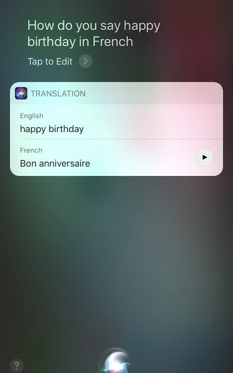 Siri translation